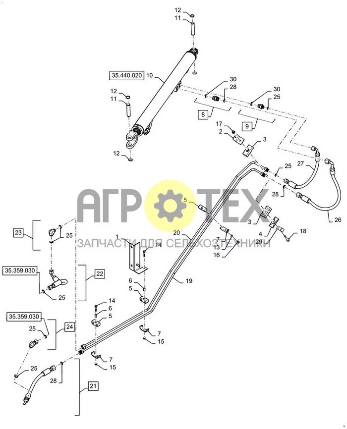 35.440.010 - ГИДРАВЛИЧЕСКЯ СИСТЕМА, РАЗГРУЗОЧНАЯ ТРУБА (№9 на схеме)