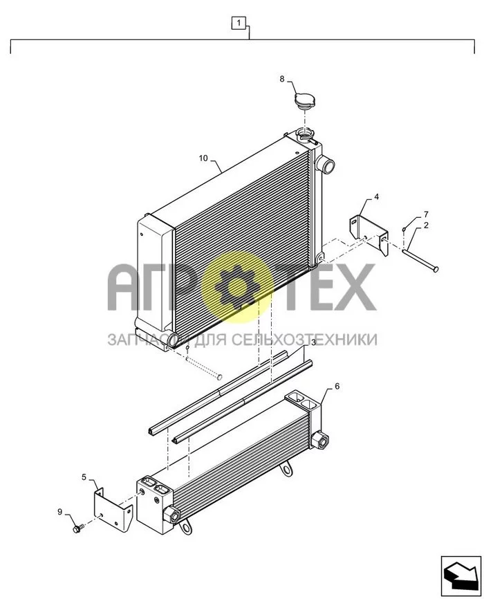 10.400.BE[01] - РАДИАТОР И ОХЛАДИТЕЛЬ, В СБОРЕ (№9 на схеме)