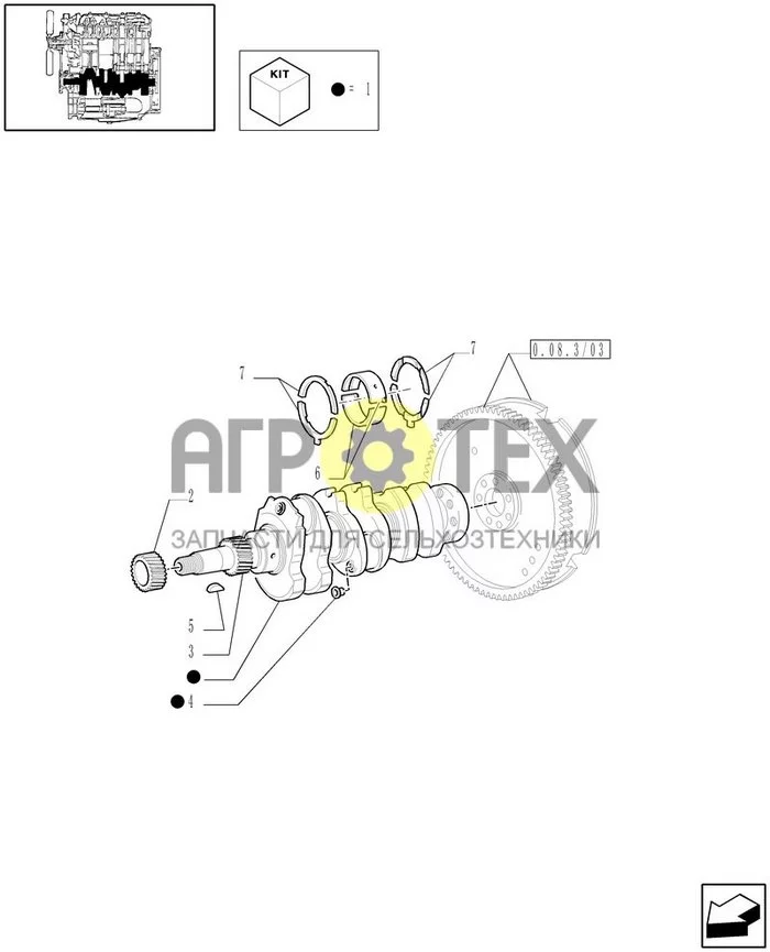0.08.0/03 - (АРТИКУЛ 319-747) ДВИГАТЕЛЬ TTF 2-ГО УРОВНЯ - КОЛЕНЧАТЫЙ ВАЛ (№5 на схеме)