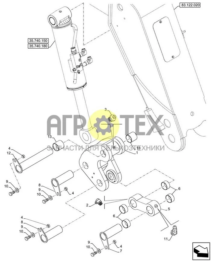 83.165.010 - VAR - 749769 - ШТАНГА, РЫЧАЖНЫЙ МЕХАНИЗМ ; (Tech Type) FARMLIFT 633 (№2 на схеме)