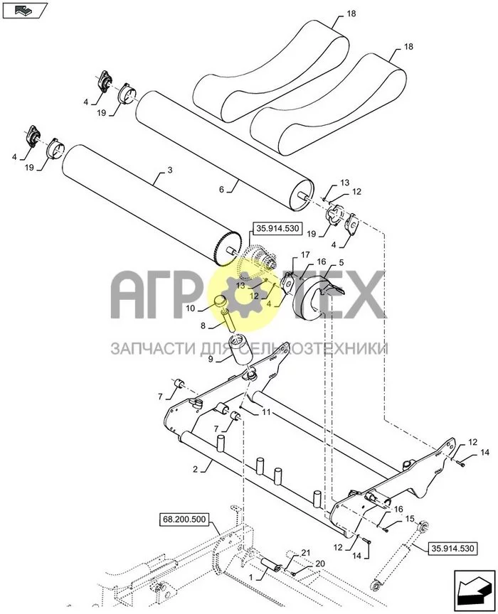 68.200.520 - МЕХАНИЗМ ОБМОТКИ, СТОЛ ; (Tech Type) RB544 SilagePack (№15 на схеме)