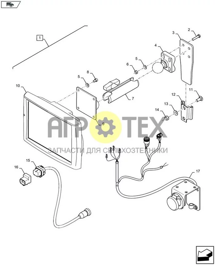 88.055.016[01] - КОМПЛЕКТ DIA: ЦВЕТНОЙ МОНИТОР - INTELLIVIEW™ IV / AFS PRO 700 и ПРОВОДКА К ТРАКТОРУ ; (Тип Tech) LB324P ; (разрыв SN) от 072 до 096 (№11 на схеме)