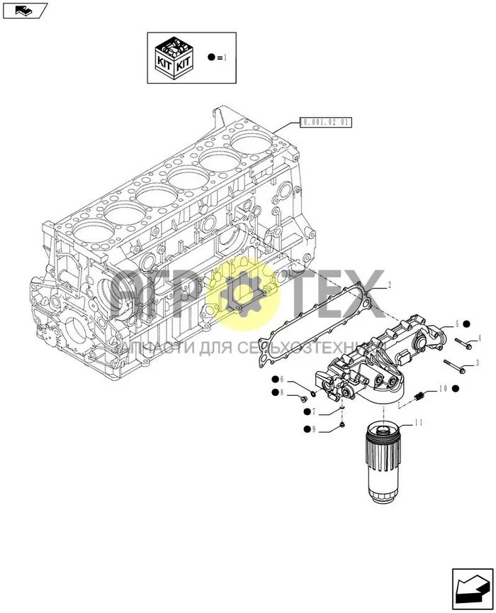 10.206.02 01 - МАСЛЯНЫЙ ФИЛЬТР ДВИГАТЕЛЯ - ОПОРА (504261532 - 504261986) (№11 на схеме)
