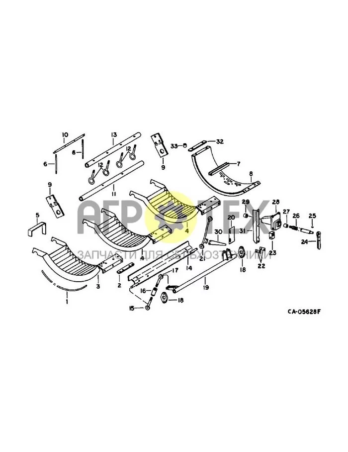 21-19 - THRESHING ROTOR AND CONCAVES, CONCAVE AND CONTROL (№1 на схеме)