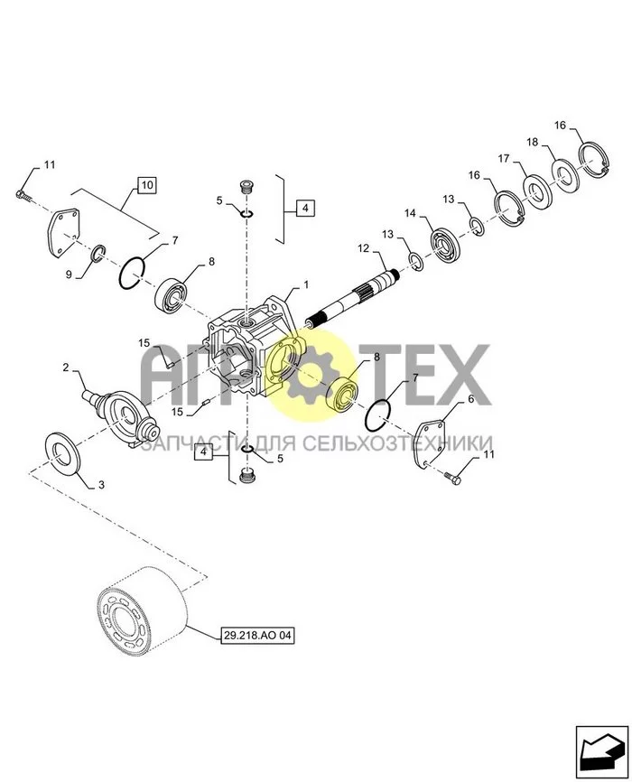 29.218.AO[03] - НАСОС ГИДРОСТАТИКИ, 35CC DDC, ПЕРЕДН. (SR130 - SV185) (№5 на схеме)