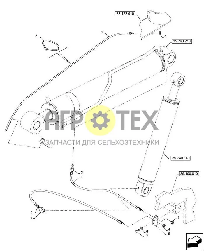 71.460.010 - VAR - 749410 - СМАЗОЧНАЯ ЛИНИЯ, ГИДРАВЛИЧЕСКИЙ ЦИЛИНДР ; (Tech Type) FARMLIFT 636 (№7 на схеме)