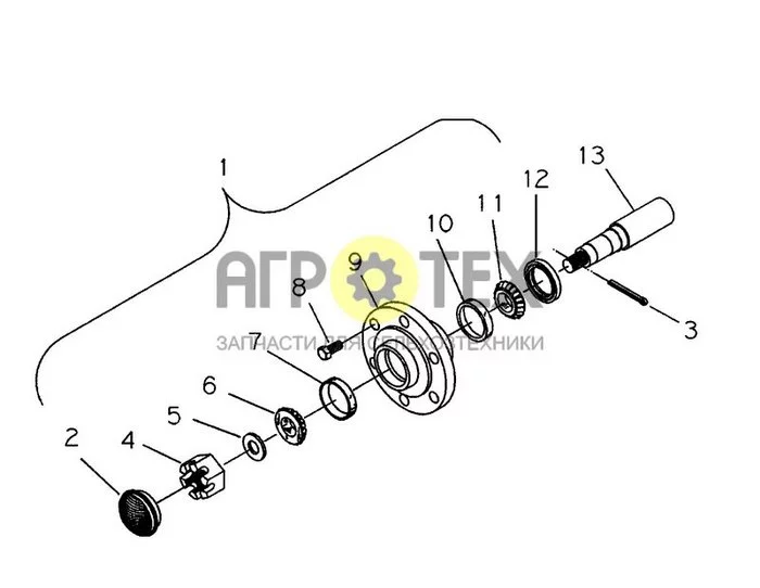 44.100.15 - 710 HUB AND SPINDLE ASSEMBLY, WINGS ONLY (№7 на схеме)