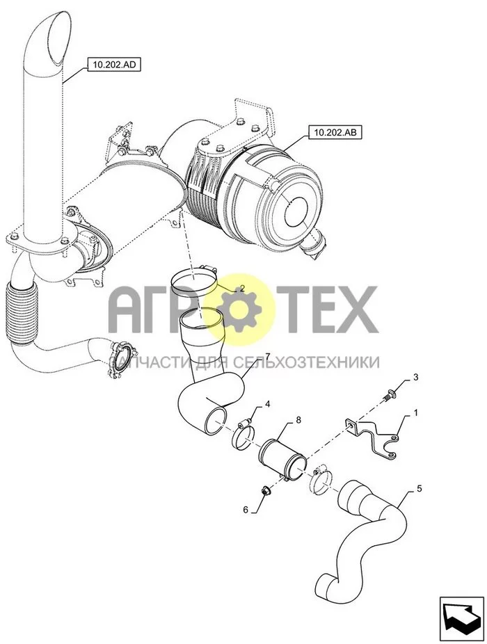 10.202.AK - ВОЗДУХООЧИСТИТЕЛЬ - ДЕТАЛИ ВОЗДУХОЗАБОРА (№5 на схеме)