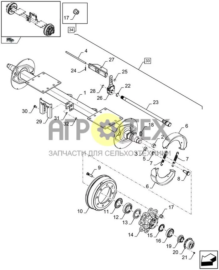 05.02[01] - SINGLE AXLE, PNEUMATIC BRAKE (№28 на схеме)