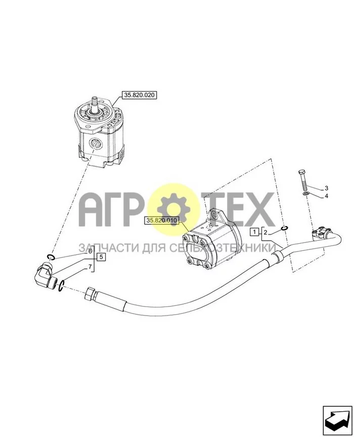 35.820.040 - VAR - 749744 - ВЕНТИЛЯТОР, РАДИАТОР, ГИДРАВЛИЧЕСКИЙ ТРУБОПРОВОД, НАСОС ; (Tech Type) FARMLIFT 633 (№6 на схеме)