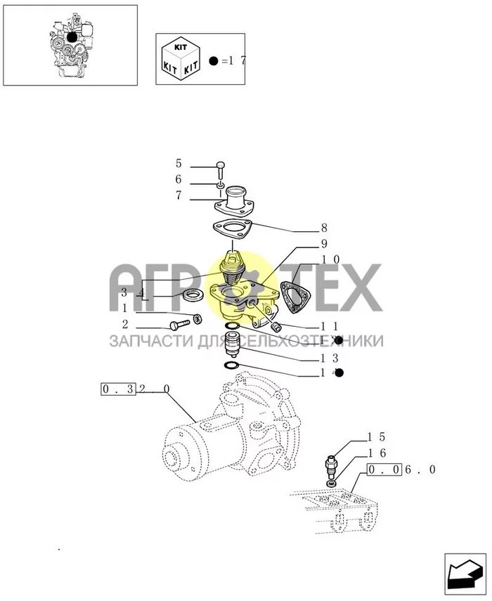 0.32.6 - ENGINE, THERMOSTAT AND RELATED PARTS (98403644) (№14 на схеме)