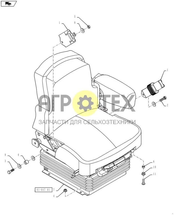 01-047[01] - СИДЕНЬЕ ОПЕРАТОРА, SN YBT031127 И ПОСЛЕ НЕГО (№2 на схеме)