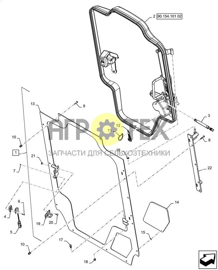 90.154.010[01] - СТЕКЛО ДВЕРЬ КРЕПЛЕНИЕ КОМПОНЕНТЫ (1-FEB-2013 & PRIOR) (№21 на схеме)