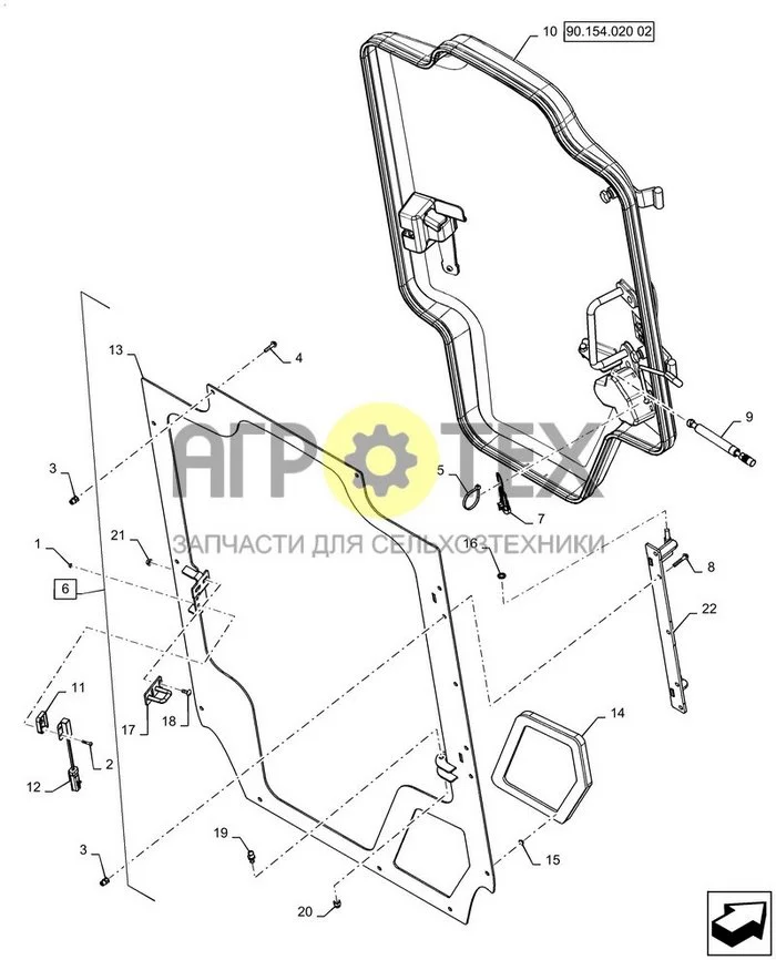 90.154.020[01] - ДЛЯ ТЯЖЕЛЫХ УСЛОВИЙ ЭКСПЛУАТАЦИИ, ДВЕРЬ, КРЕПЛЕНИЕ, КОМПОНЕНТЫ (1-FEB-2013 & PRIOR) (№21 на схеме)