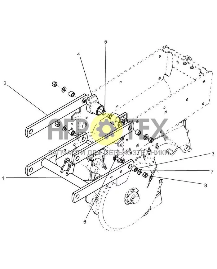 75.200.22 - PNEUMATIC DOWN PRESSURE - LINK SUPPORT 14' LOWER LINKAGE (№5 на схеме)