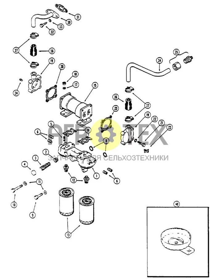 021E - (451B) ТУРБОДИЗЕЛЬНЫЙ ДВИГАТЕЛЬ, МАСЛЯНЫЙ ФИЛЬТР И ТЕПЛООБМЕННИК (№18 на схеме)