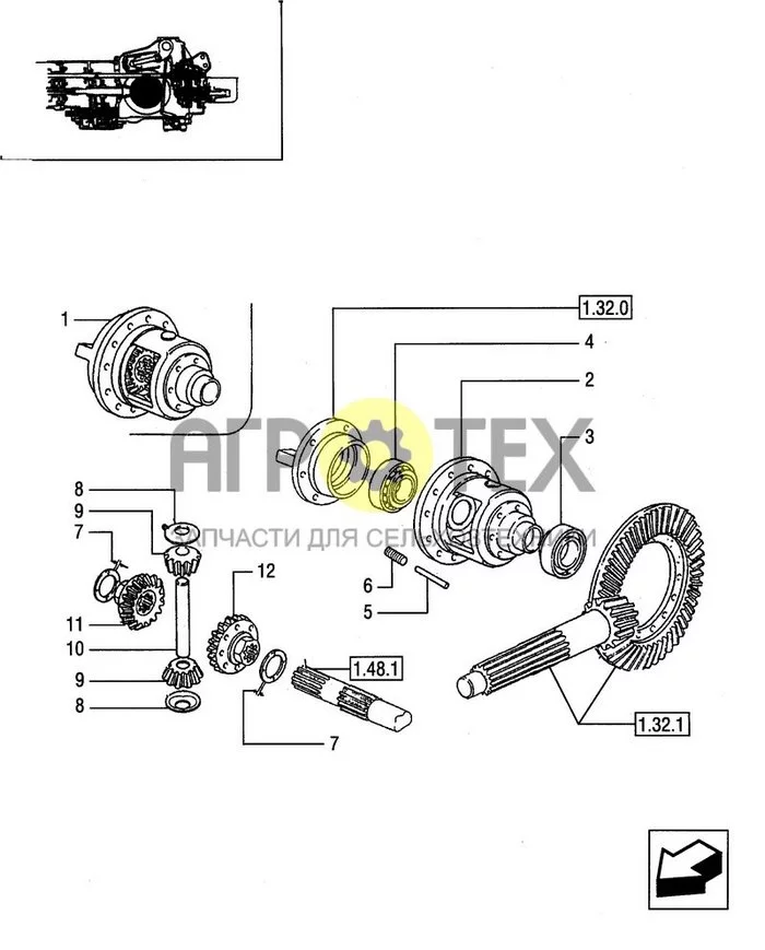 1.32.4[02] - ДИФФЕРЕНЦИАЛЬНЫЕ ПЕРЕДАЧИ - КОРОБКА ДИФФЕРЕНЦИАЛА И ШЕСТЕРНИ (№4 на схеме)