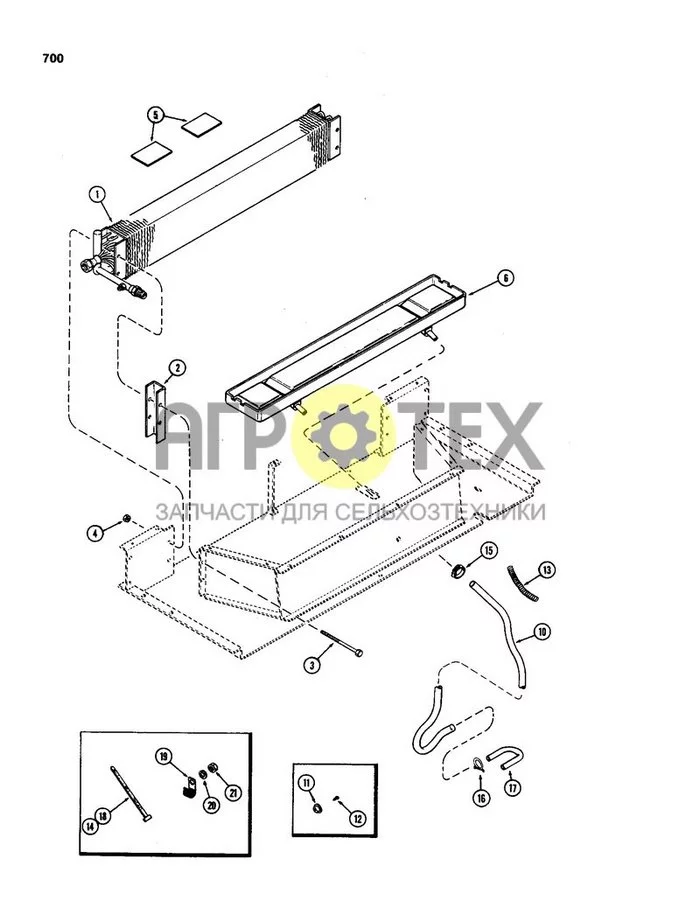 700 - КОНДИЦИОНЕР, ДРЕНАЖНАЯ СИСТЕМА, ВПЕРВЫЕ ИСПОЛЬЗОВАННАЯ КАБИНА, СЕРИЙНЫЙ НОМЕР 7814176 (№21 на схеме)