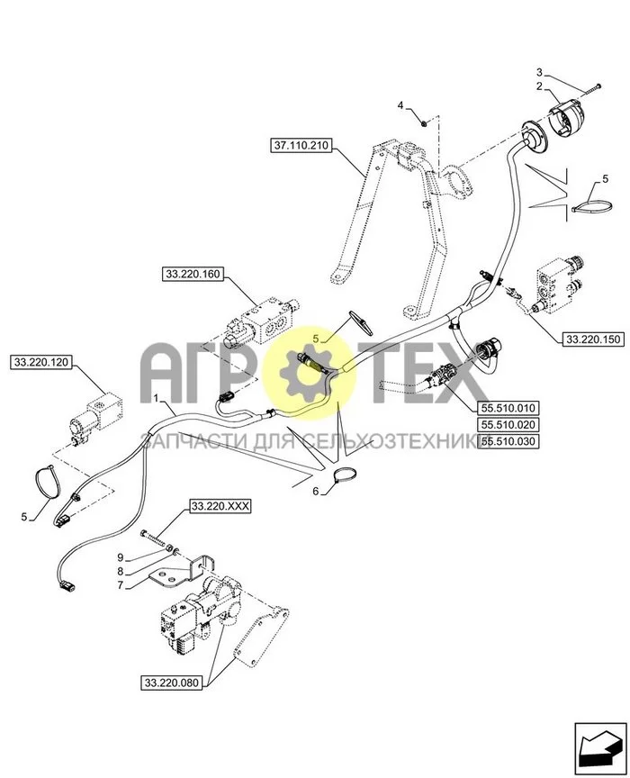 55.510.280 - VAR - 759501 - ГЛАВНЫЙ ЖГУТ, УДЛИНИТЕЛЬ, W/ TRAVEL BRAKE VALVE, MR TRIPLE (№8 на схеме)