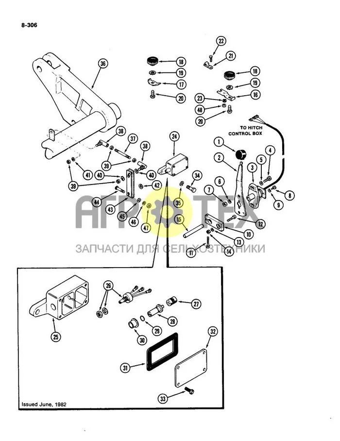 8-306 - HITCH DEPTH CONTROLS, P.I.N. 8860450 AND AFTER (№47 на схеме)