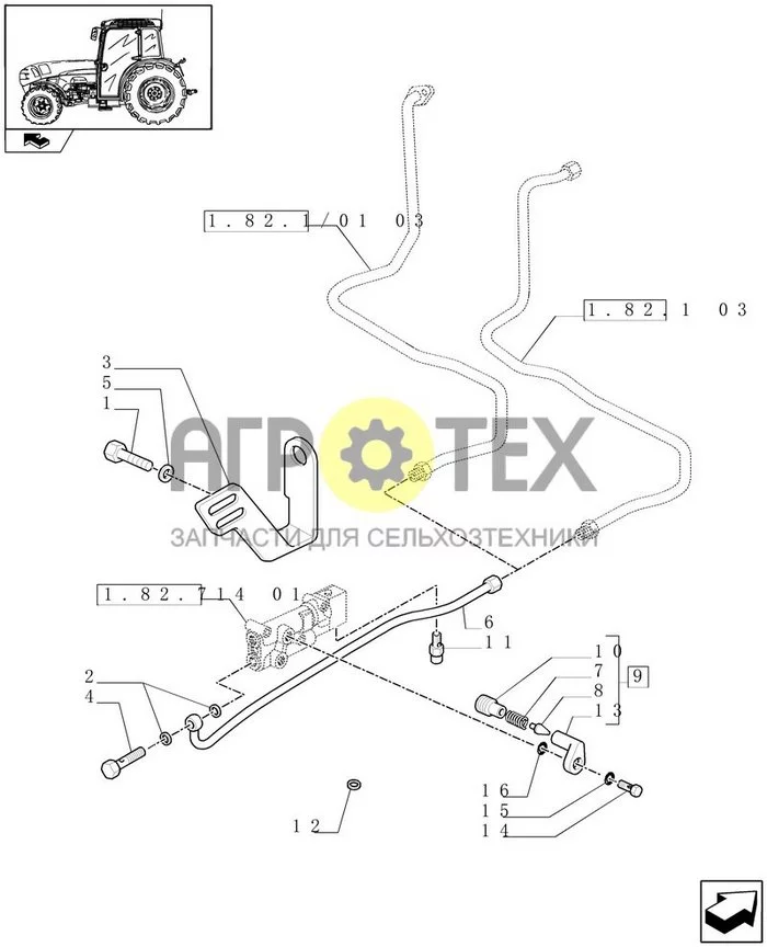 1.82.714[02] - ГИДРАВЛИЧЕСКИЙ ТОРМОЗ ПРИЦЕПА (ИТАЛИЯ) - ПАТРУБКИ (АРТИКУЛ 333372-338372 / 743517) (№12 на схеме)