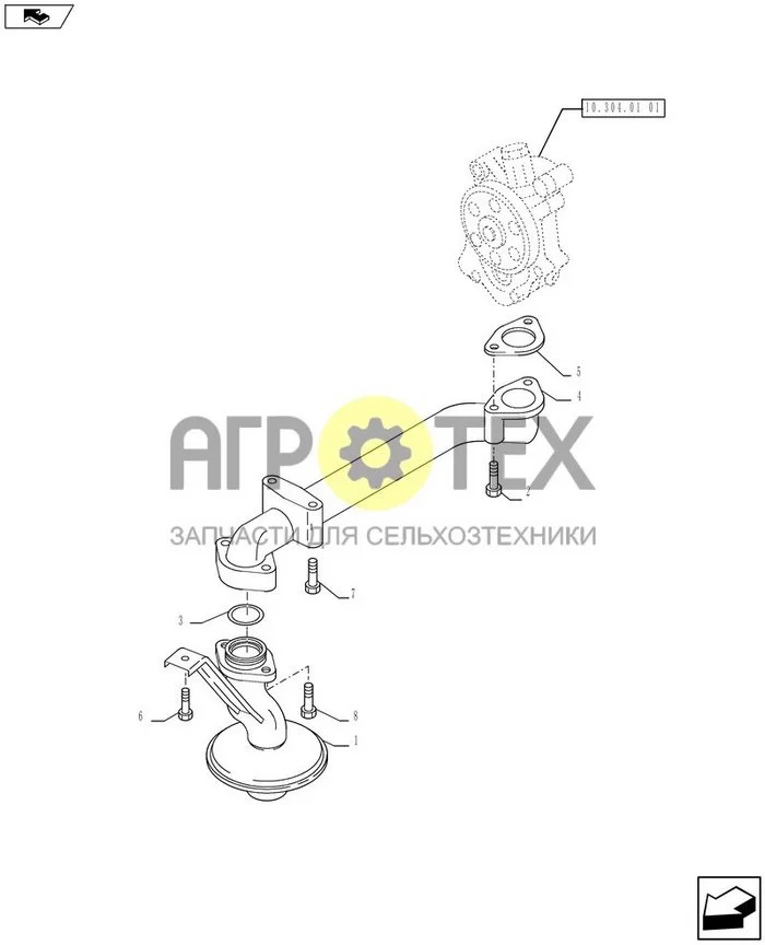 10.304.05 - ТРУБОПРОВОД МАСЛЯНОГО НАСОСА (500387388) (№8 на схеме)