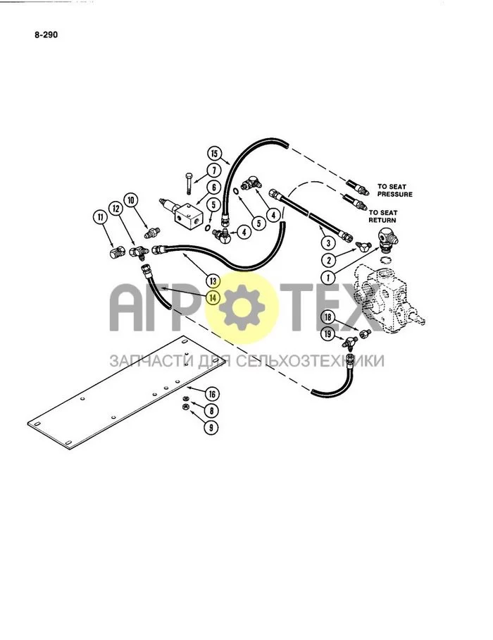 8-290 - OPERATOR SEAT HYDRAULIC SYSTEM (№9 на схеме)