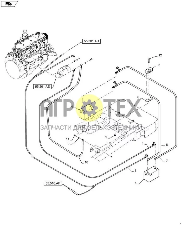 55.510.AU - АККУМУЛЯТОРНАЯ БАТАРЕЯ - КАБЕЛИ (№3 на схеме)
