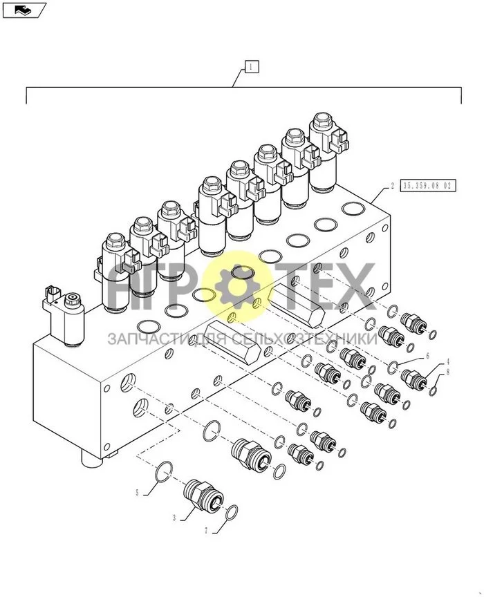35.359.08[01] - БЛОК КЛАПАНОВ ИЗ 8 СЕКЦИЙ (№8 на схеме)