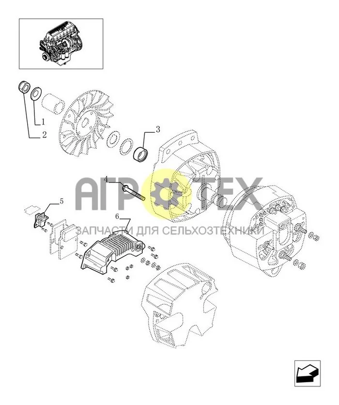 0.40.0/A[01] - ALTERNATOR -  COMPONENTS  (504073358) (№5 на схеме)