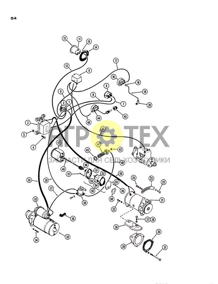 54 - ELECTRICAL SYSTEM, DIESEL ENGINE (№42 на схеме)