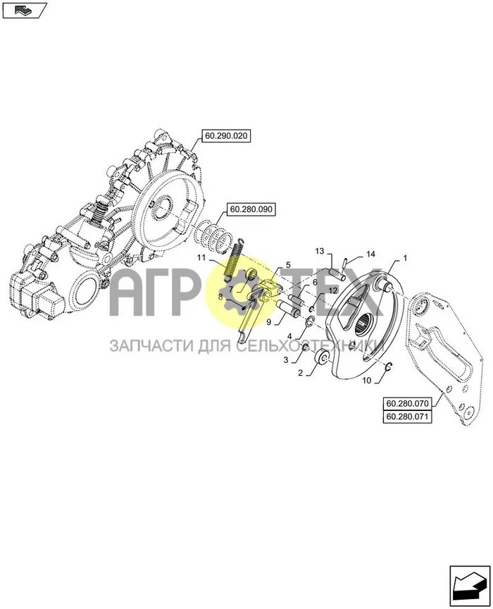 60.280.080 - SHUTTLE FEEDER, CLUTCH, LH ; (Var) 422997001, 422997002, 422997003, 422997004, 422998002, 422998003, 422999001, 422999002, 422999003, 422999004, 422999005, 422999006, 422999007, 422999008, 422999009, 449929001, 449929002, 449929003, 462323002 (№14 на схеме)