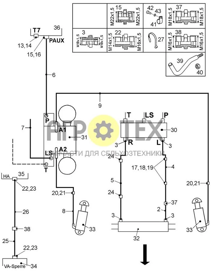 05-06[02] - PIPINGS DIAGRAM FOR SPRING-ACTIONED FRONT AXLES 'D,F' (20.29) (№43 на схеме)