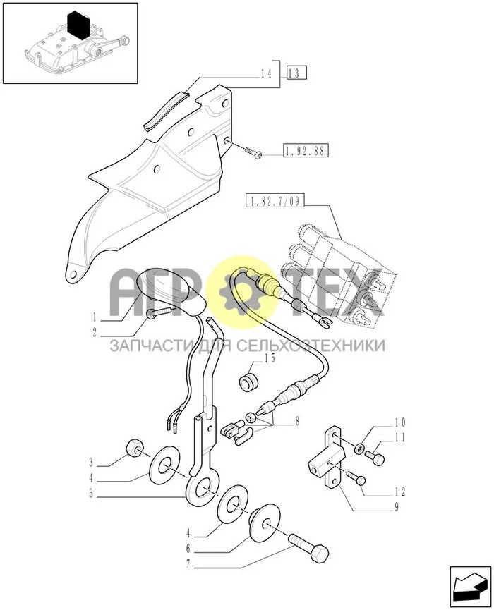1.92.82/06[02] - (АРТИКУЛ 088) 3 ЗАДНИХ ДИСТАНЦИОННЫХ КЛАПАНА - РЫЧАГ УПРАВЛЕНИЯ (№7 на схеме)