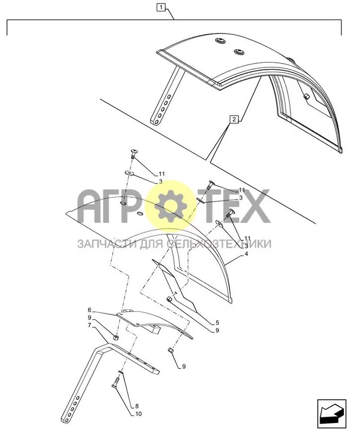 88.100.90[008] - DIA ДИЛЕРСКИЙ КОМПЛЕКТ, ПЕРЕДНЕЕ КРЫЛО (310MM), КОМПОНЕНТЫ ; (Tech Type) FARMALL 100C SHUTTLE CAB (№8 на схеме)