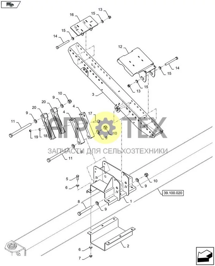 39.100.030 - TRAILER: HEADER SUPPORT FRONT AND REAR ; (Var) 439637008, 439637010, 439638008, 439638010, 439664001, 439664002, 439665001, 439665002, 439666003, 439666004, 439667003, 439667004, 439668001, 439668002, 439669001, 439669002, 439670003, 43967000 (№17 на схеме)