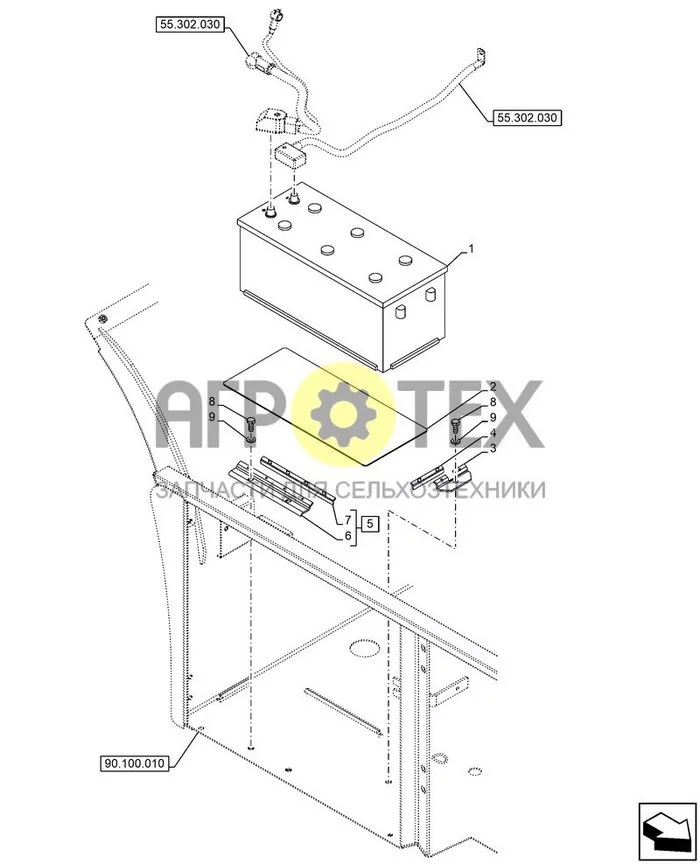 55.302.010 - VAR - 749934, 749935, 749937, 749938, 749940, 749941, 749942, 749944, 749945, 749946, 749947, 749948, БАТАРЕЯ, КРЕПЛЕНИЕ ; (Var) 749940001, 749941001, 749964001, 749965001 ; (Tech Type) FARMLIFT 633 (№8 на схеме)
