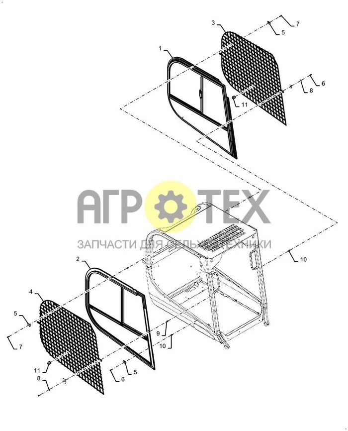 90.156.030 - ОКНО, В СБОРЕ ; (Var) XXXW460BBX, XXXW460CXX ; (Tech Type) TR310B COMPACT TRACK LOADER - STAGE 5 EU (№8 на схеме)