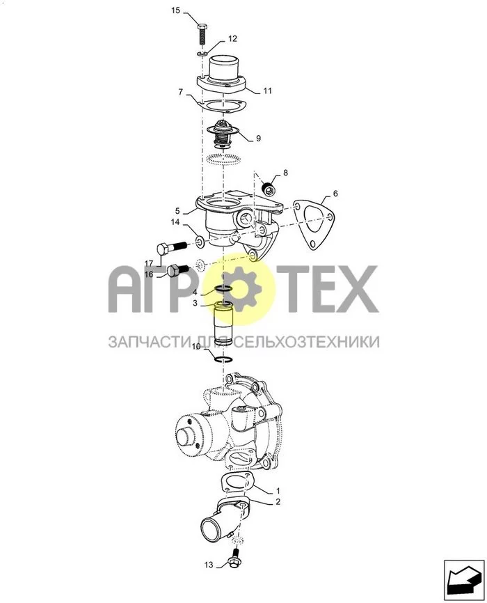 10.400.BC[01] - ВОДЯНОЙ НАСОС, РАЗЪЕМ, ТЕРМОСТАРТЕР, TIER-3 ; (Var) 334031083, 334031084, 334032081, 334032082, 334032086, 334032087, 334032090, 336586090, 341599081, 341599082, 341599083, 341599084, 341599085, 341599088, 341599089, 341599090, 341599091,  (№4 на схеме)