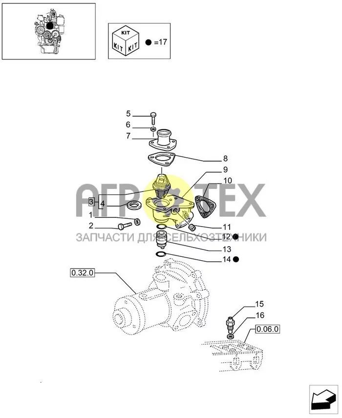 0.32.6 - THERMOSTAT AND RELATED PARTS (№16 на схеме)