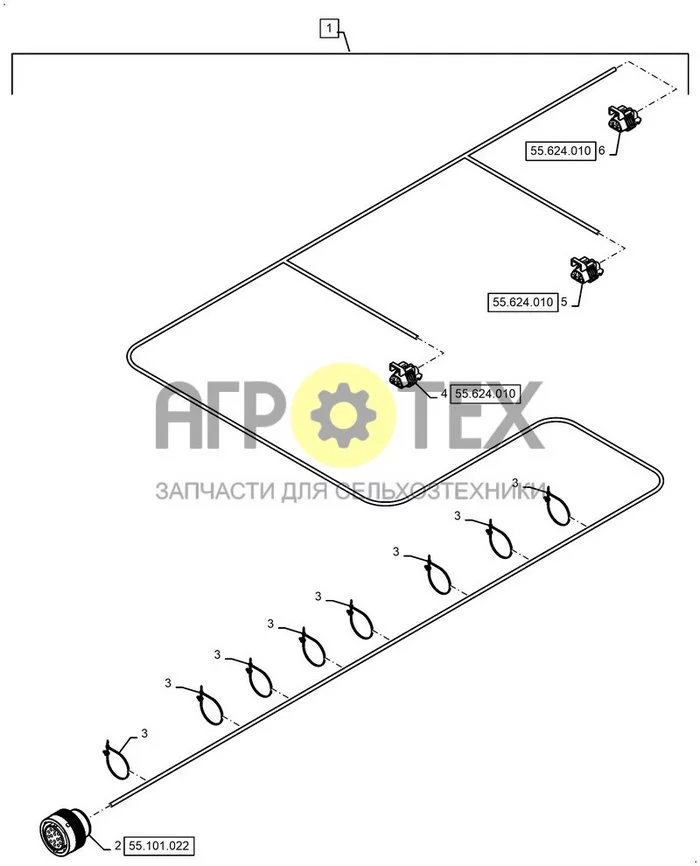 55.624.BC[01] - ЖГУТ ПРОВОДОВ И РАЗЪЕМ, РАЗБРАСЫВАТЕЛЬ СЕЧКИ, РЕГУЛЯТОР (№2 на схеме)