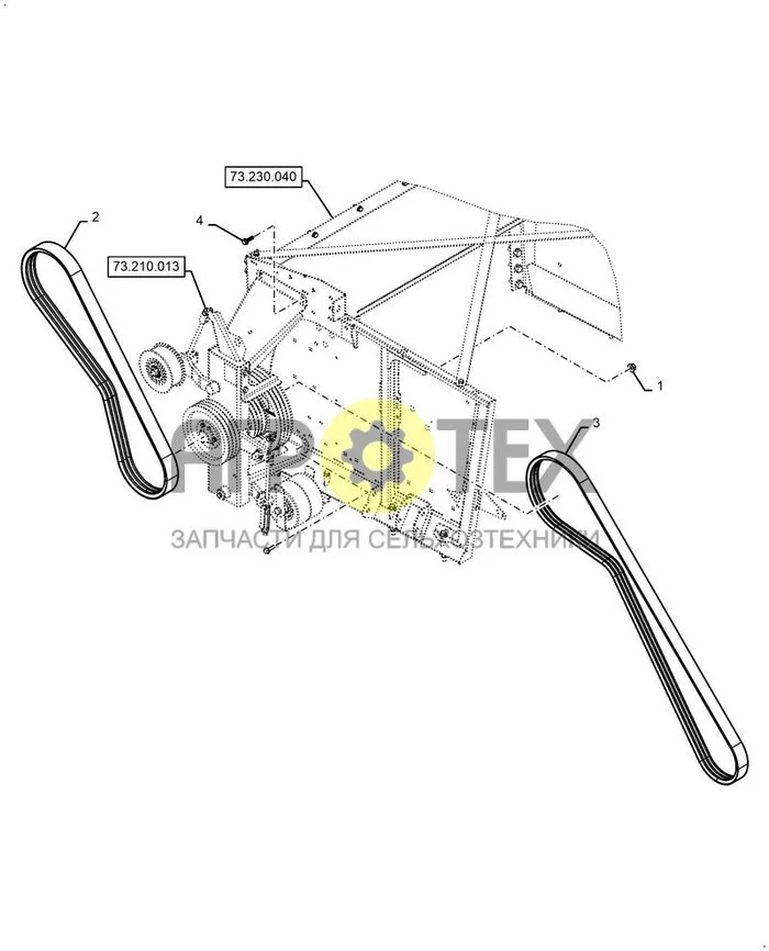73.210.AD[01] - СОЛОМОРЕЗКА РЕМЕНЬ ПРИВОД ; (Var) 425744016, 425752016, 425752026, 425753016, 425754016, 425758006, 425758026, 425759006, 425759026, 727234006 (№4 на схеме)
