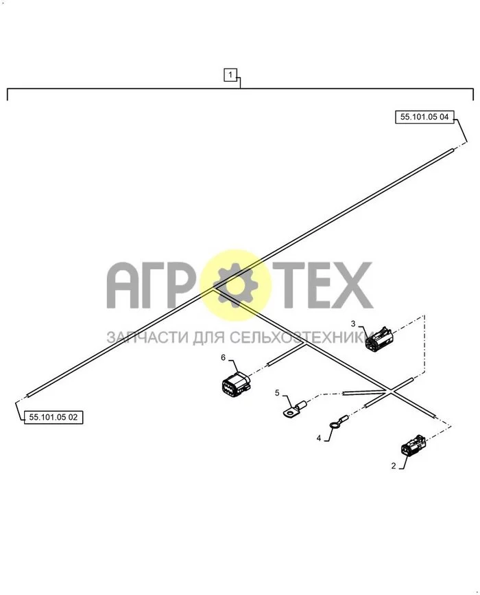 55.101.050[03] - ЖГУТ ПРОВОДОВ, ЭЛЕКТРОГИДРАВЛИЧЕСКИЙ, ШАССИ, В СБОРЕ, РАЗЪЕМ ; (Var) 501W003B02, 502W003B01, 503W003B02, 516W003B01, 517W003B02, 518W003B02, 520W003B01, 521W003B02, 522W003B02, 538W003B02 ; (Tech Type) SR175B SKID STEER LOADER - STAGE 5 EU (№6 на схеме)