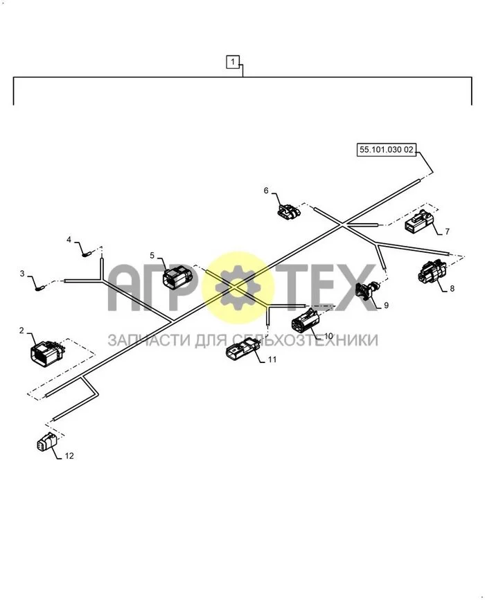 55.101.030[01] - ЖГУТ ПРОВОДОВ, ПРАВ., БАШНЯ, В СБОРЕ, РАЗЪЕМ ; (Var) 501W003B02, 502W003B01, 503W003B02, 516W003B01, 517W003B02, 518W003B02, 520W003B01, 521W003B02, 522W003B02, 538W003B02 ; (Tech Type) SR175B SKID STEER LOADER - STAGE 5 EU (№7 на схеме)