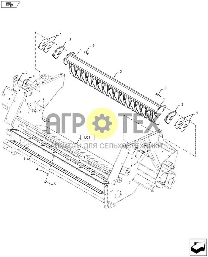 60.260.BU[010] - FEEDER AND CROPCUTTER ASSEMBLY, SCRAPER ; (Tech Type) RB344 RC ; (SN Break) Before 7451 (№4 на схеме)