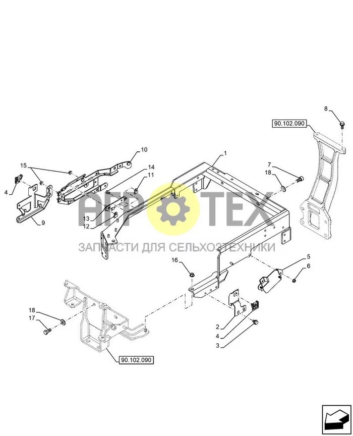 90.102.120 - VAR - 762927, HOOD, SUPPORT, MUFFLER, 56KW, STAGE V ; (Var) 346728001, 346728002, 346728003, 346728004 (№8 на схеме)