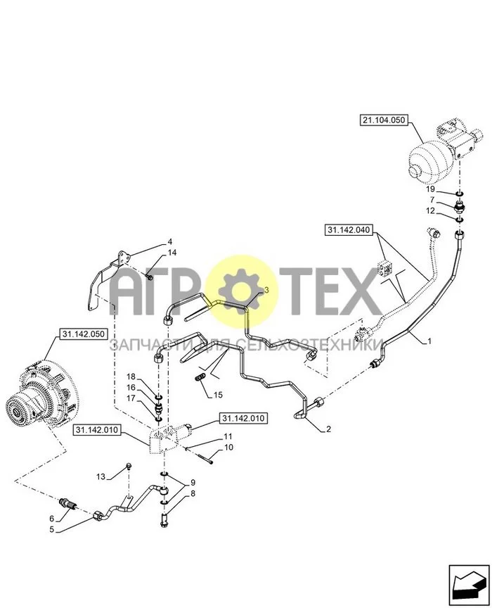 31.142.050 - VAR - 762952, 762953, ПЕРЕДНИМ ВОМ, STD STEER , 1000 RPM ; (Var) 347365001, 347366001, 348361001 (№7 на схеме)