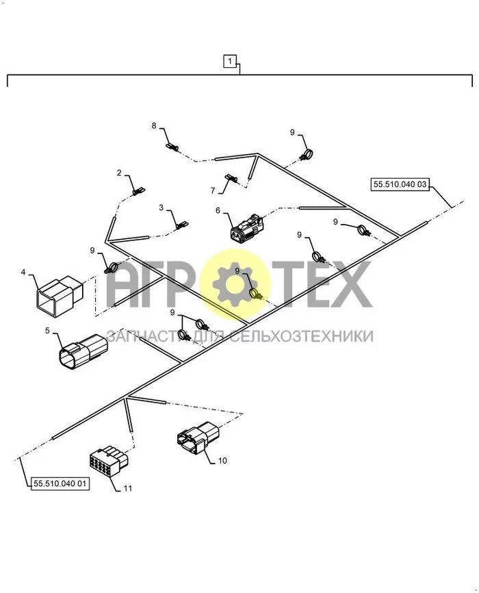 55.510.040[02] - КАБИНА, ЖГУТ ПРОВОДОВ, РАЗЪЕМ, Электрогидравлический ; (Var) X4AW010J61, X4AW010J62, X4AW011J61, X4AW011J62, X4EW010J61, X4EW010J62, X4EW010J91, X4EW010J92, X4EW011J61, X4EW011J62, X4EW011J91, X4EW011J92, X4NW011J51, X4NW011J61, X4NW011J6 (№9 на схеме)