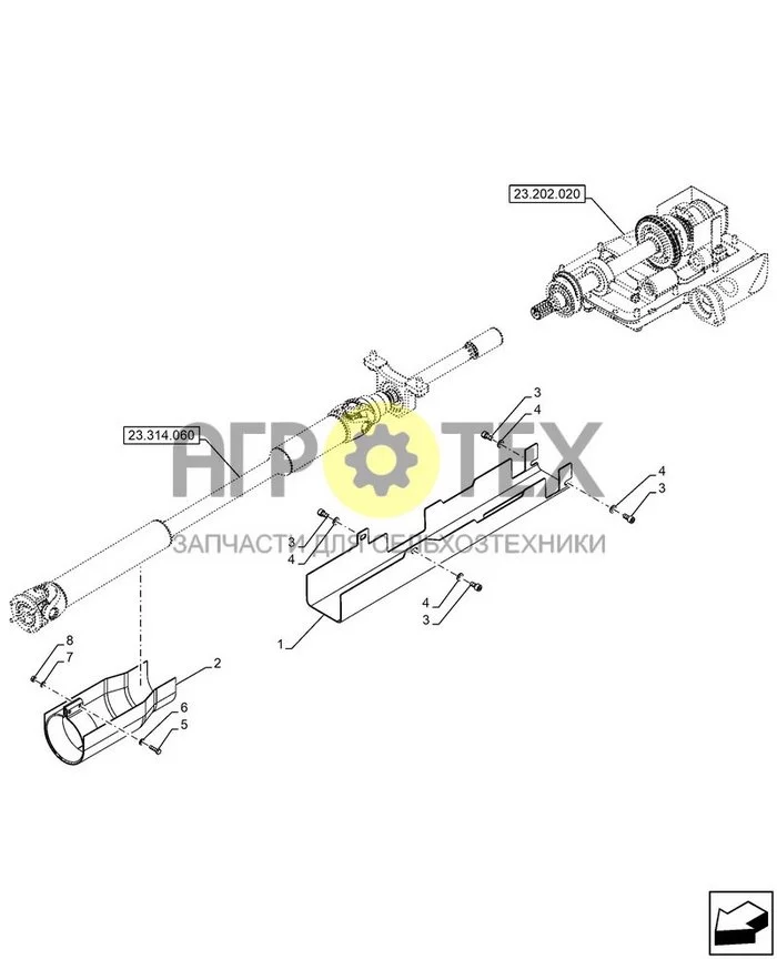 23.314.070 - ОГРАЖДЕНИЕ, 4WD DRIVE SHAFT, FRONT AXLE, STD STEER ; (Var) 347059001, 347059002 (№4 на схеме)