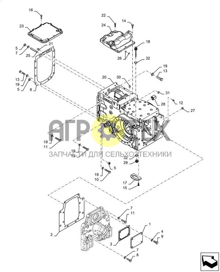 35.735.AA[04] - VAR - 349695090, РАМА, ТРАКТОР 4WD, UG, КОРПУС МОСТА ; (Var) 349695090 (№27 на схеме)